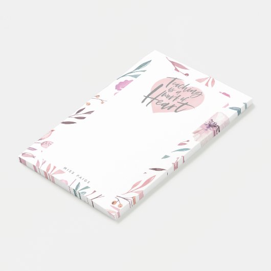 Waterverf docent cadeau hart post-it® notes (Schuin)