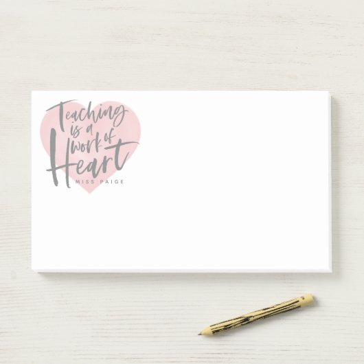 Waterverf docent cadeau hart post-it® notes (Op bureau)