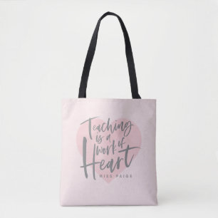 Waterverf docent cadeau hart tote bag