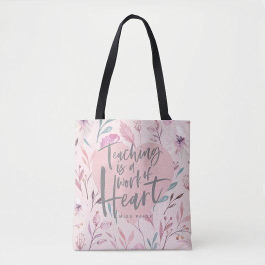 Waterverf docent cadeau hart tote bag (Voorkant)