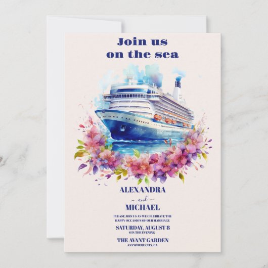 Waterverf Doe mee op het zee bestemming bruiloft Kaart (Voorkant)