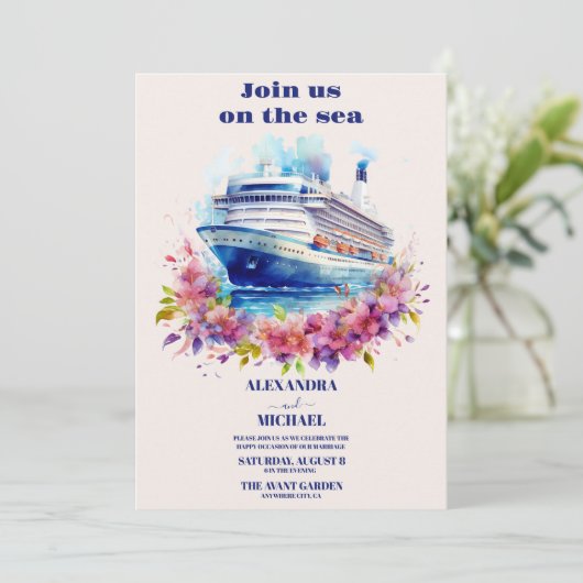 Waterverf Doe mee op het zee bestemming bruiloft Kaart (Staand voorkant)