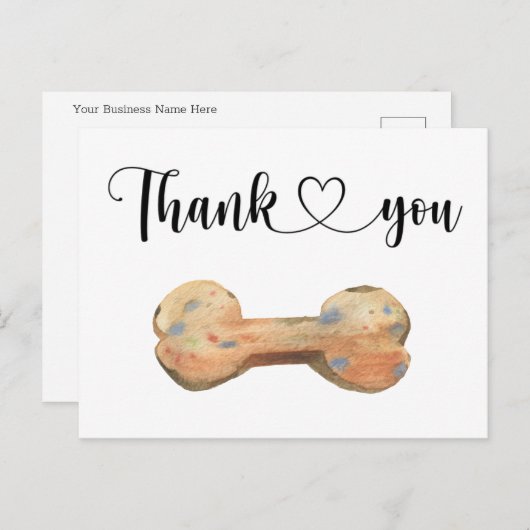 Waterverf Dog Bone Custom Dank u kaart (Voorkant / Achterkant)