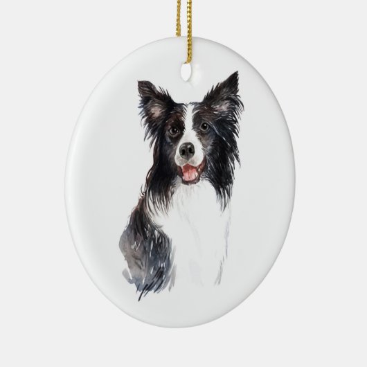 Waterverf Dog Border Collie Kerstmis Keramisch Ornament (Rechts)