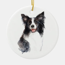 Waterverf Dog Border Collie Kerstmis Keramisch Ornament