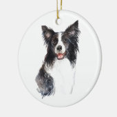 Waterverf Dog Border Collie Kerstmis Keramisch Ornament (Links)