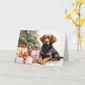 Waterverf Dog by Christmas Tree Kaart (Gele Bloem)