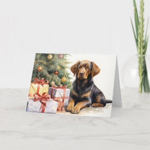 Waterverf Dog by Christmas Tree Kaart