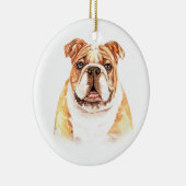 Waterverf Dog English Bulldog Kerstmis Keramisch Ornament (Rechts)