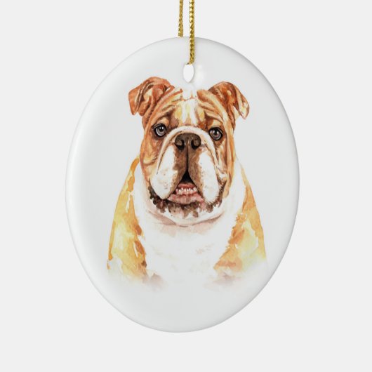 Waterverf Dog English Bulldog Kerstmis Keramisch Ornament (Rechts)