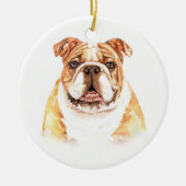 Waterverf Dog English Bulldog Kerstmis Keramisch Ornament (Voorkant)
