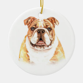 Waterverf Dog English Bulldog Kerstmis Keramisch Ornament