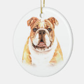 Waterverf Dog English Bulldog Kerstmis Keramisch Ornament (Links)