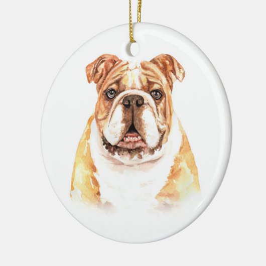 Waterverf Dog English Bulldog Kerstmis Keramisch Ornament (Links)
