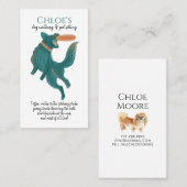 Waterverf Dog Frisbee Dog Walker Pet Sitter Visitekaartje (Voorkant / Achterkant)