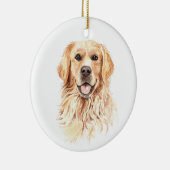 Waterverf Dog Golden Retriever Kerstmis Keramisch Ornament (Rechts)