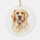 Waterverf Dog Golden Retriever Kerstmis Keramisch Ornament (Voorkant)