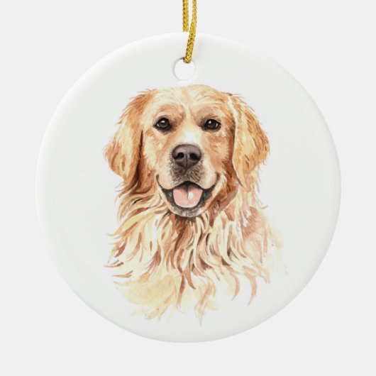 Waterverf Dog Golden Retriever Kerstmis Keramisch Ornament (Voorkant)