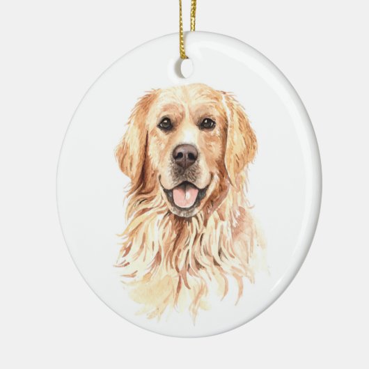 Waterverf Dog Golden Retriever Kerstmis Keramisch Ornament (Links)