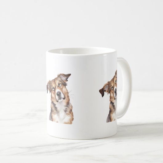 Waterverf Dog is een verwarde verrassende hond Koffiemok (Voorkant rechts)