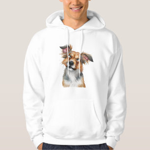Waterverf Dog is Verward Verrast Hondenwit Hoodie