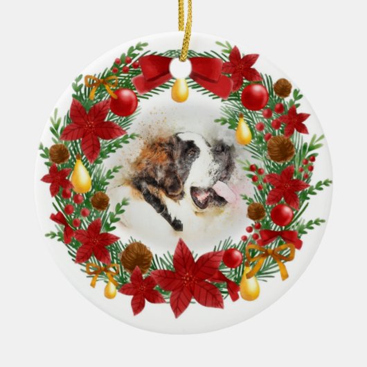 Waterverf Dog kerstversiering Keramisch Ornament (Voorkant)