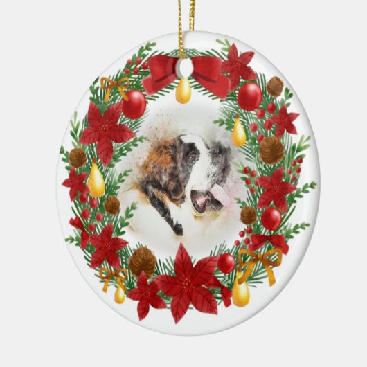 Waterverf Dog kerstversiering Keramisch Ornament (Links)