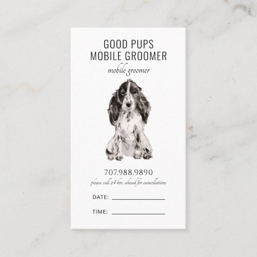 Waterverf Dog Mobile Pet Groomer QR-code Afsprakenkaartje (Voorkant)