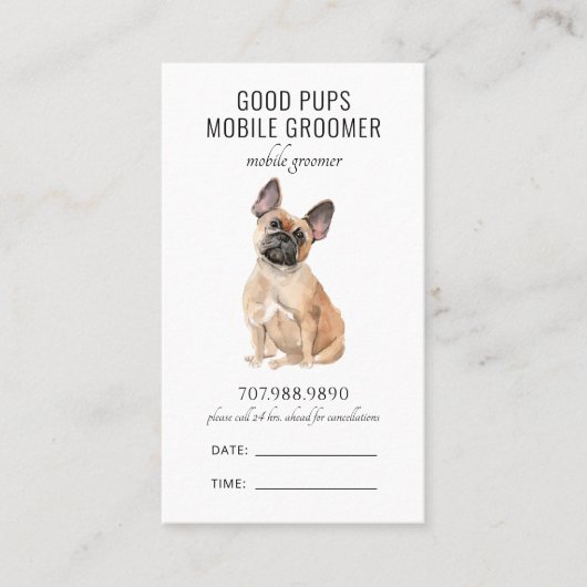 Waterverf Dog Mobile Pet Groomer QR-code Afsprakenkaartje (Voorkant)