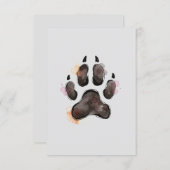 Waterverf Dog Paw Print Note Kaart (Voorkant / Achterkant)