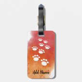 Waterverf Dog Paw Tracks Aangepaste naam Bagagelabel (Achterkant verticaal)