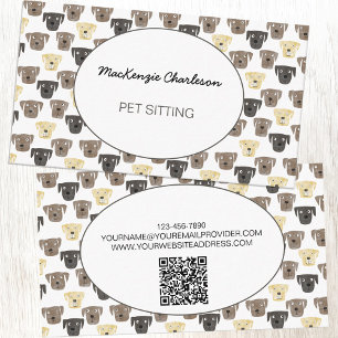 Waterverf Dog Pet Sitting QR-code Visitekaartje