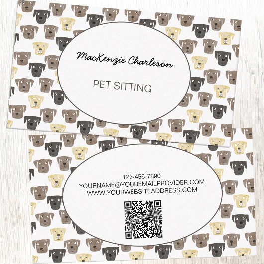 Waterverf Dog Pet Sitting QR-code Visitekaartje