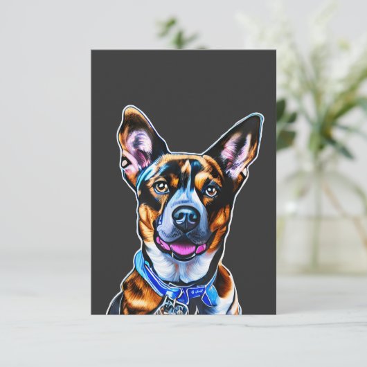 Waterverf Dog portret hand gekleurde, geïsoleerde Bedankkaart (Staand voorkant)