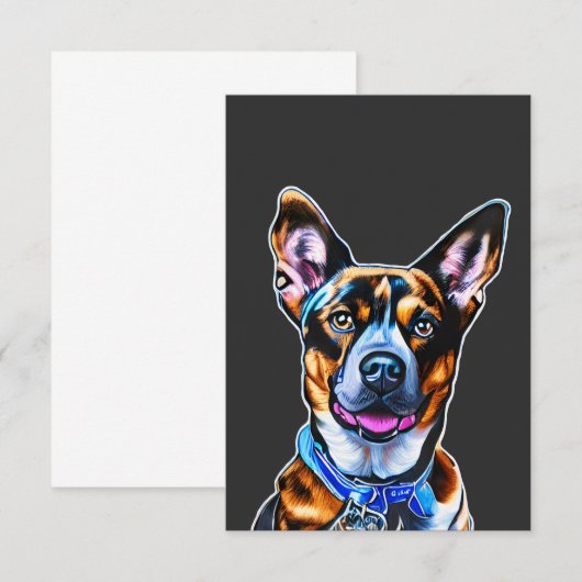 Waterverf Dog portret hand gekleurde, geïsoleerde  Bedankkaart (Voorkant / Achterkant)