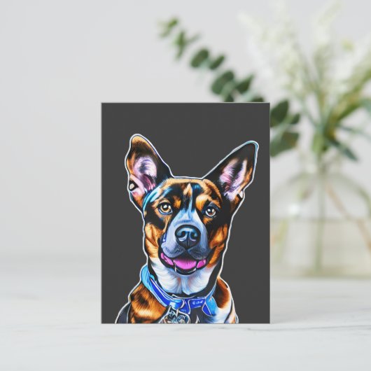 Waterverf Dog portret hand gekleurde, geïsoleerde  Briefkaart (Staand voorkant)