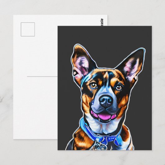 Waterverf Dog portret hand gekleurde, geïsoleerde  Briefkaart (Voorkant / Achterkant)