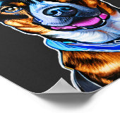 Waterverf Dog portret hand gekleurde, geïsoleerde  Poster (Hoek)