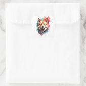 Waterverf Dog Splatter Art Portrait Ink Splash Vierkante Sticker (Tas)