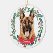 Waterverf Dog van Shepherd kerst Elegant Keramisch Ornament (Links)