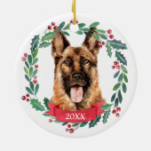 Waterverf Dog van Shepherd kerst Elegant Keramisch Ornament (Achterkant)