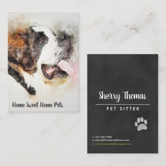Waterverf Dog Visitekaartje (Voorkant / Achterkant)