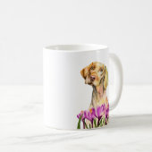 Waterverf Dog | Vizsla Floral Garden Koffiemok (Voorkant rechts)