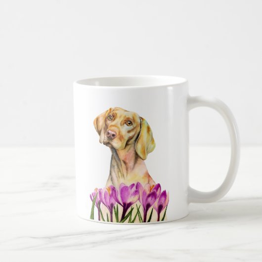 Waterverf Dog | Vizsla Floral Garden Koffiemok (Rechts)
