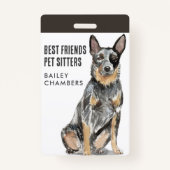 Waterverf Dog Walker Pet Sitter Badge (Voorkant)