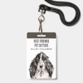 Waterverf Dog Walker Pet Sitter Badge (Voorzijde met lanyard)