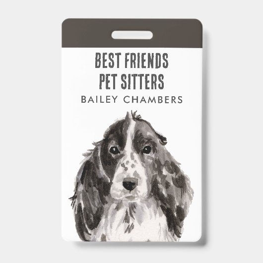 Waterverf Dog Walker Pet Sitter Badge (Voorzijde)