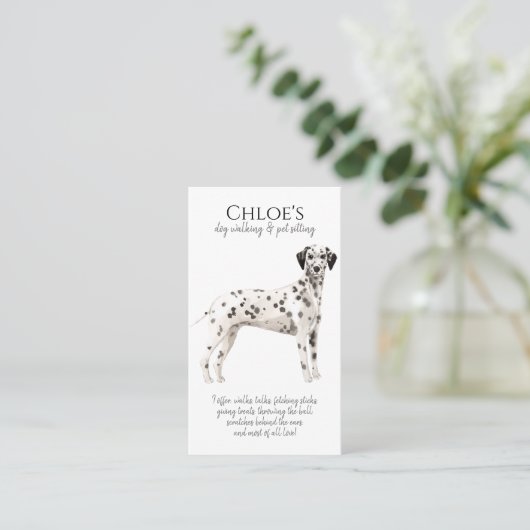 Waterverf Dog Walker Pet Sitter Visitekaartje (Staand voorkant)