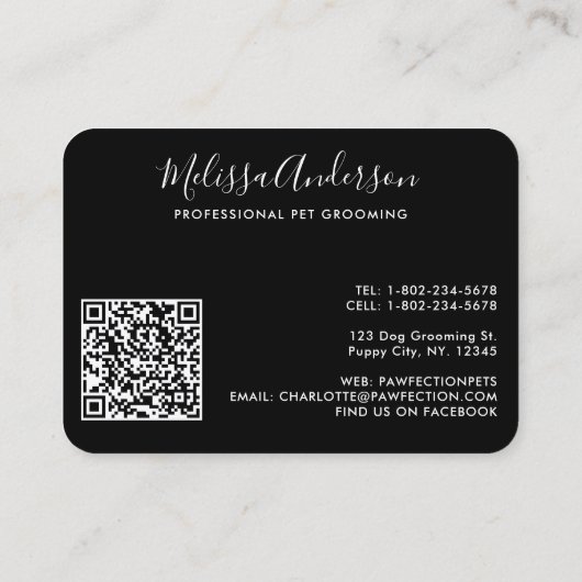Waterverf Dog Walker Pet Sitting Groomer QR Code Visitekaartje (Achterkant)