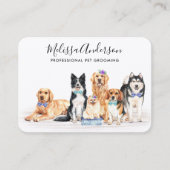 Waterverf Dog Walker Pet Sitting Groomer QR Code Visitekaartje (Voorkant)